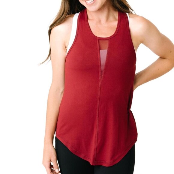 Zyia Active Effortless Tank Top‎ Racerback XL Cranberry Mesh Details - Picture 2 of 8